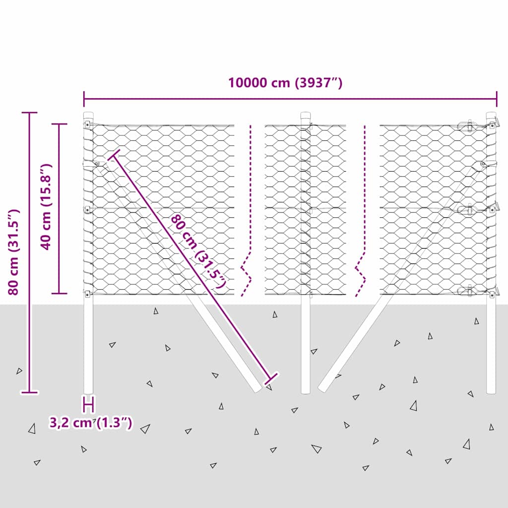 Temeljna zavarena žičana ograda 100 x 0,4 m (Š x V)