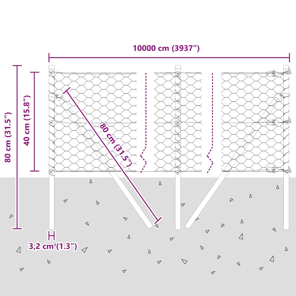 Temeljna zavarena žičana ograda 100 x 0,4 m (Š x V)