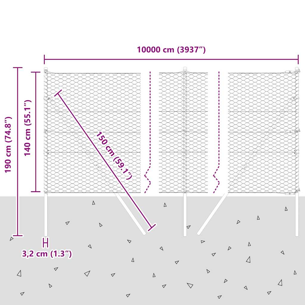 Temeljna zavarena žičana ograda 100 x 1,4 m (Š x V)
