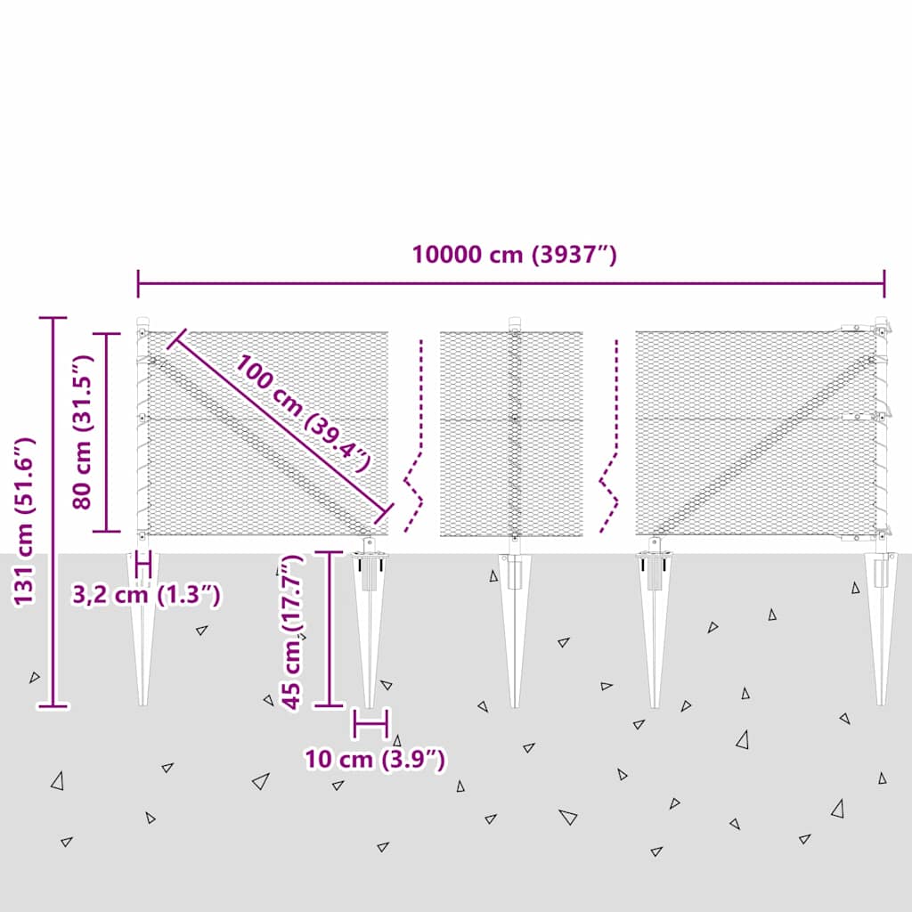 Zavareno žičano ograđivanje s bodljama 100 x 0,8 m (Š x V)