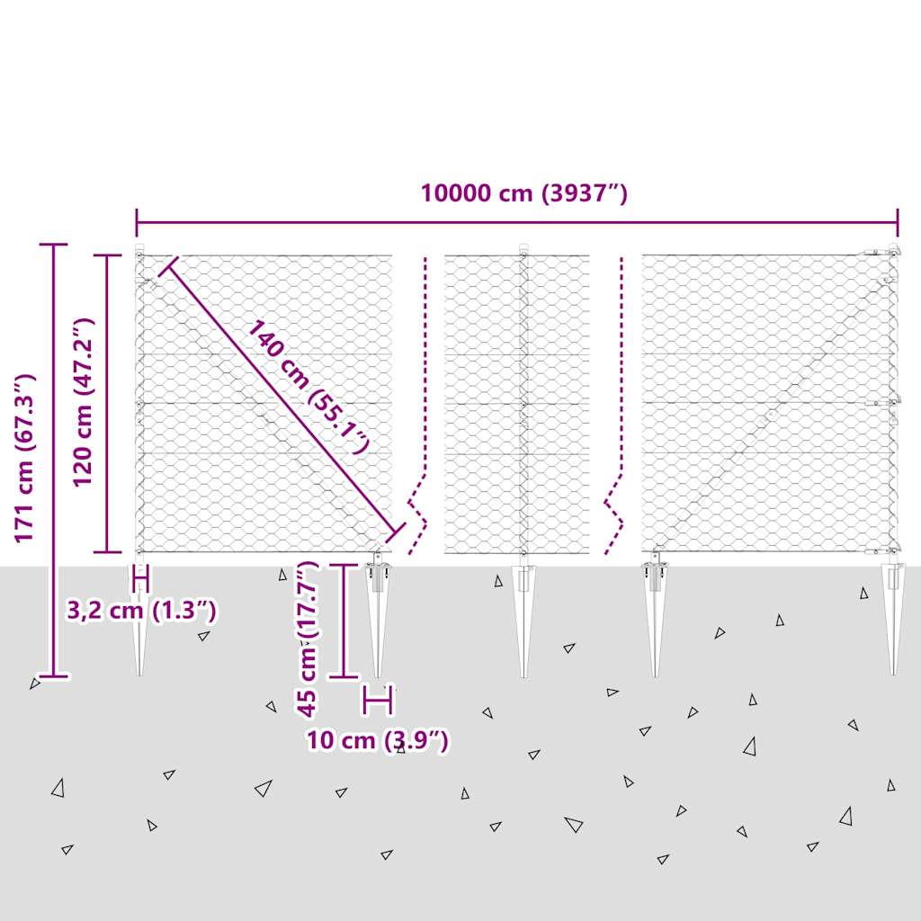 Zavareno žičano ograđivanje s bodljama 100 x 1,2 m (Š x V)