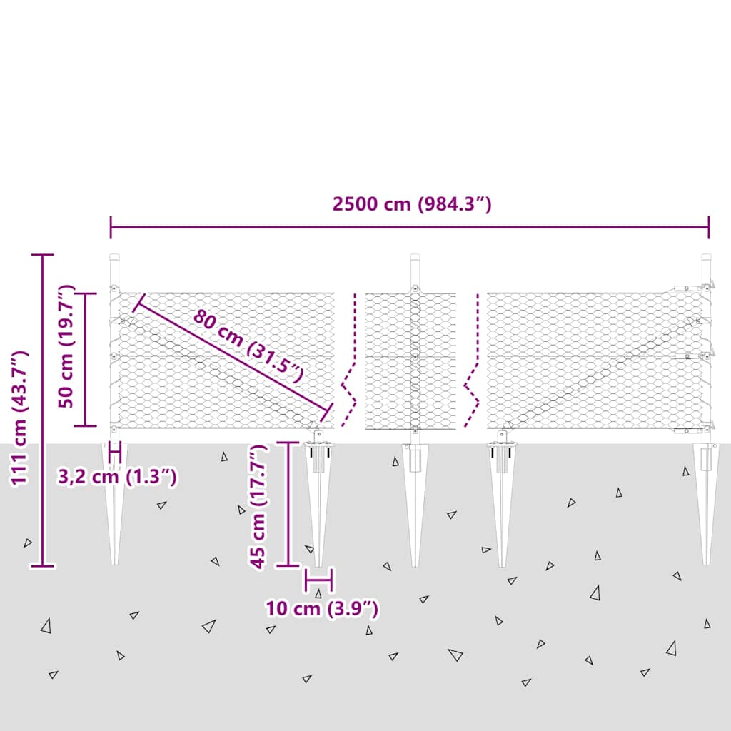 Zavareno žičano ograđivanje s bodljama 25 x 0,5 m (Š x V)