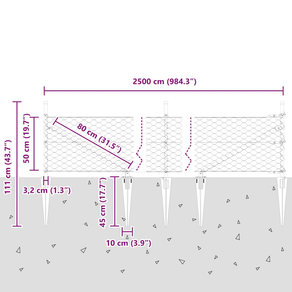 Zavareno žičano ograđivanje s bodljama 25 x 0,5 m (Š x V)