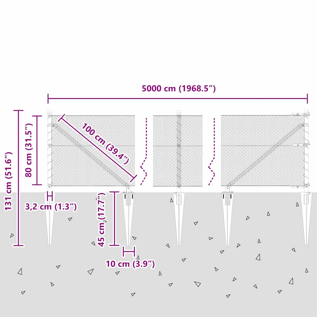 Zavareno žičano ograđivanje s bodljama 50 x 0,8 m (Š x V)