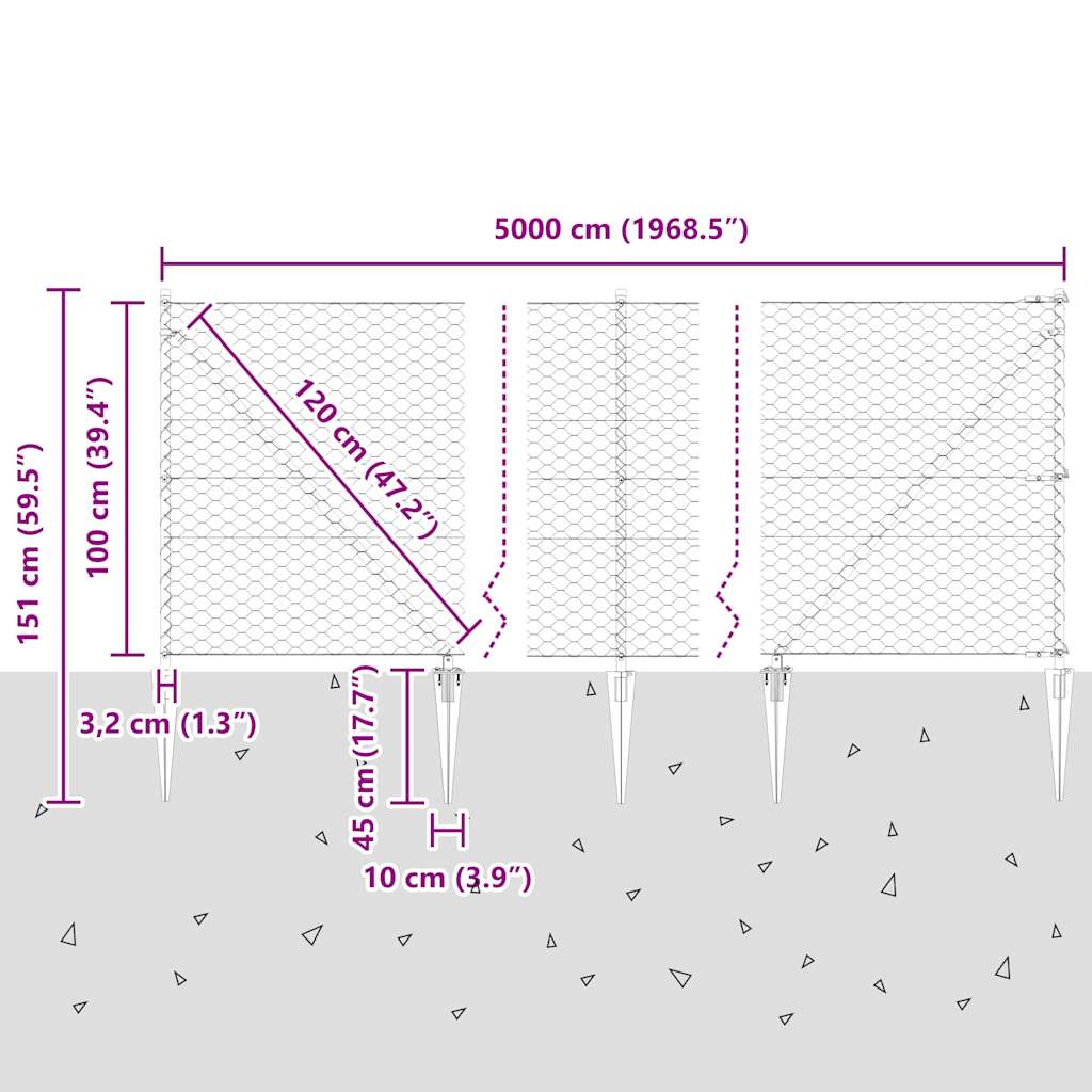 Zavareno žičano ograđivanje s bodljama 50 x 1 m (Š x V)