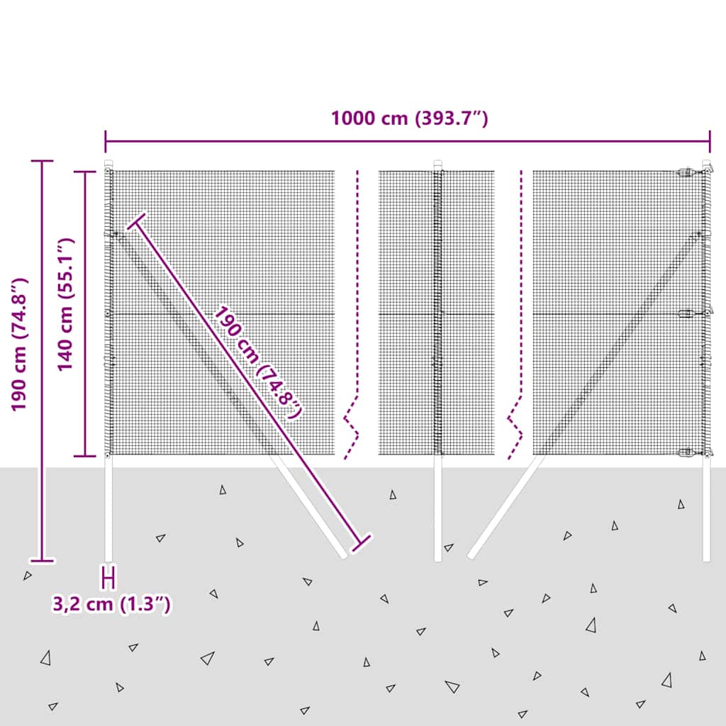 Temeljna zavarena žičana ograda 10 x 1,4 m Srebrna Mreža
