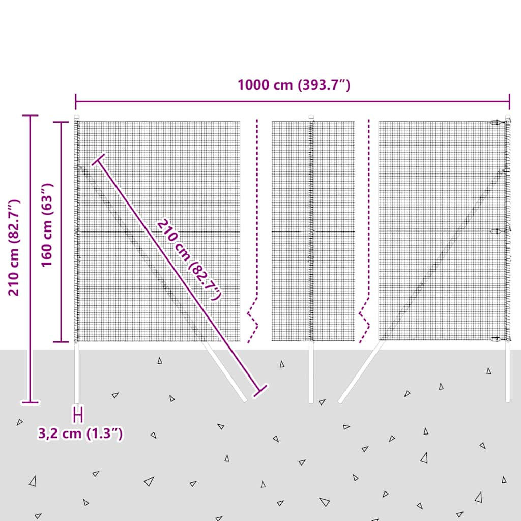 Temeljna zavarena žičana ograda 10 x 1,6 m Srebrna Mreža