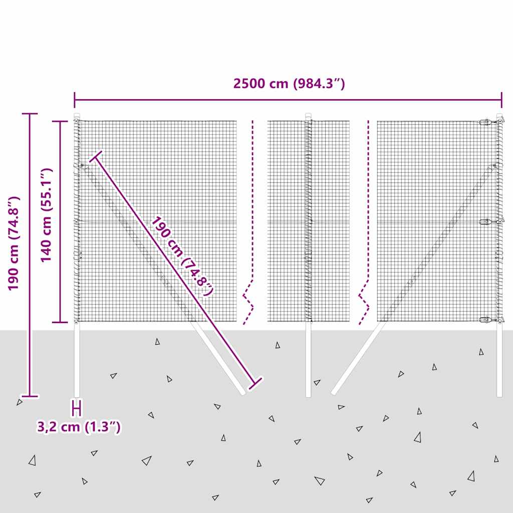 Temeljna zavarena žičana ograda 25 x 1,4 m Srebrna Mreža