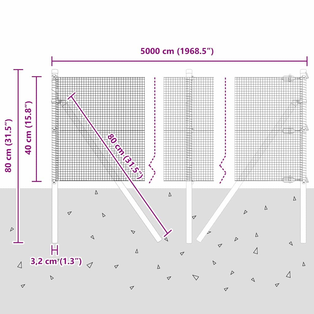 Temeljna zavarena žičana ograda 50 x 0,4 m Srebrna Mreža