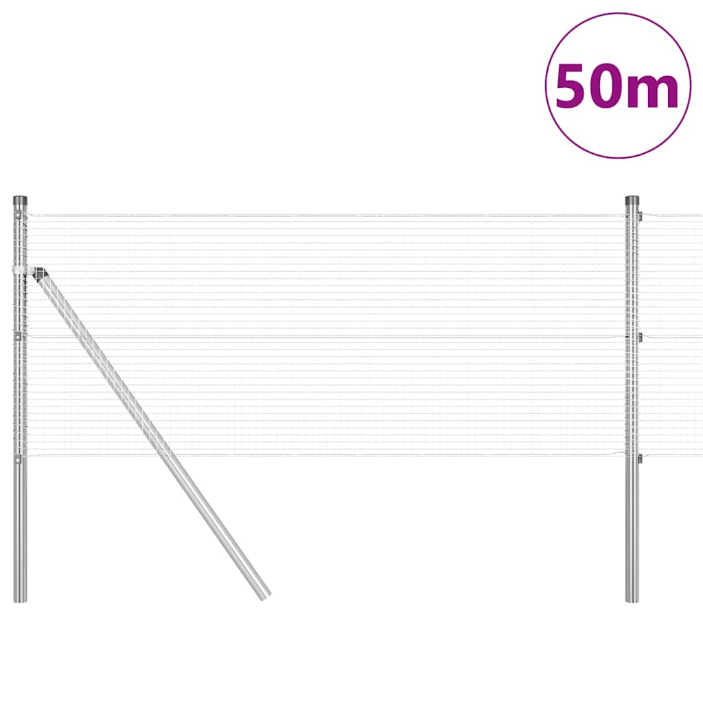 Temeljna zavarena žičana ograda 50 x 0,6 m Srebrna Mreža
