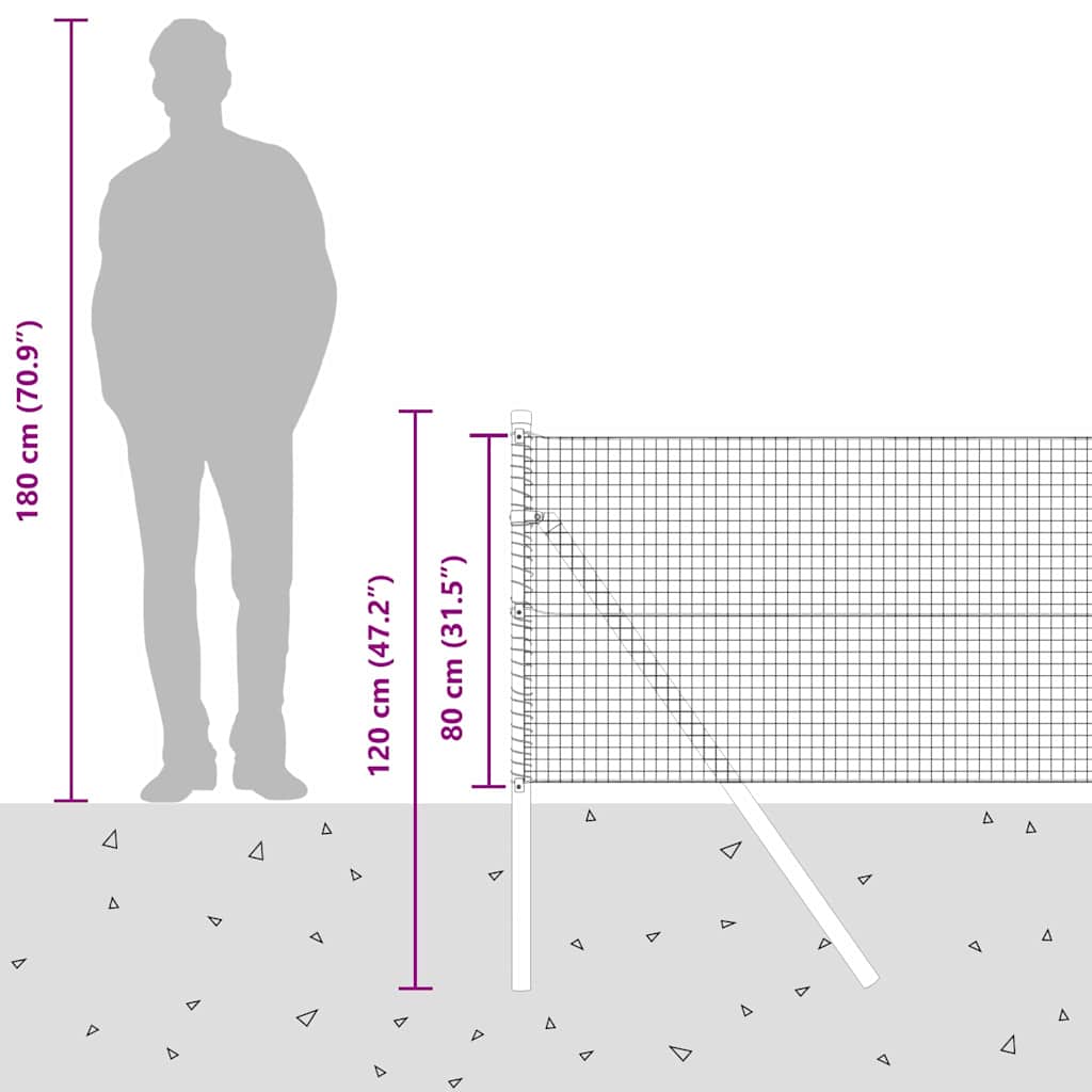Temeljna zavarena žičana ograda 50 x 0,8 m (Š x V)