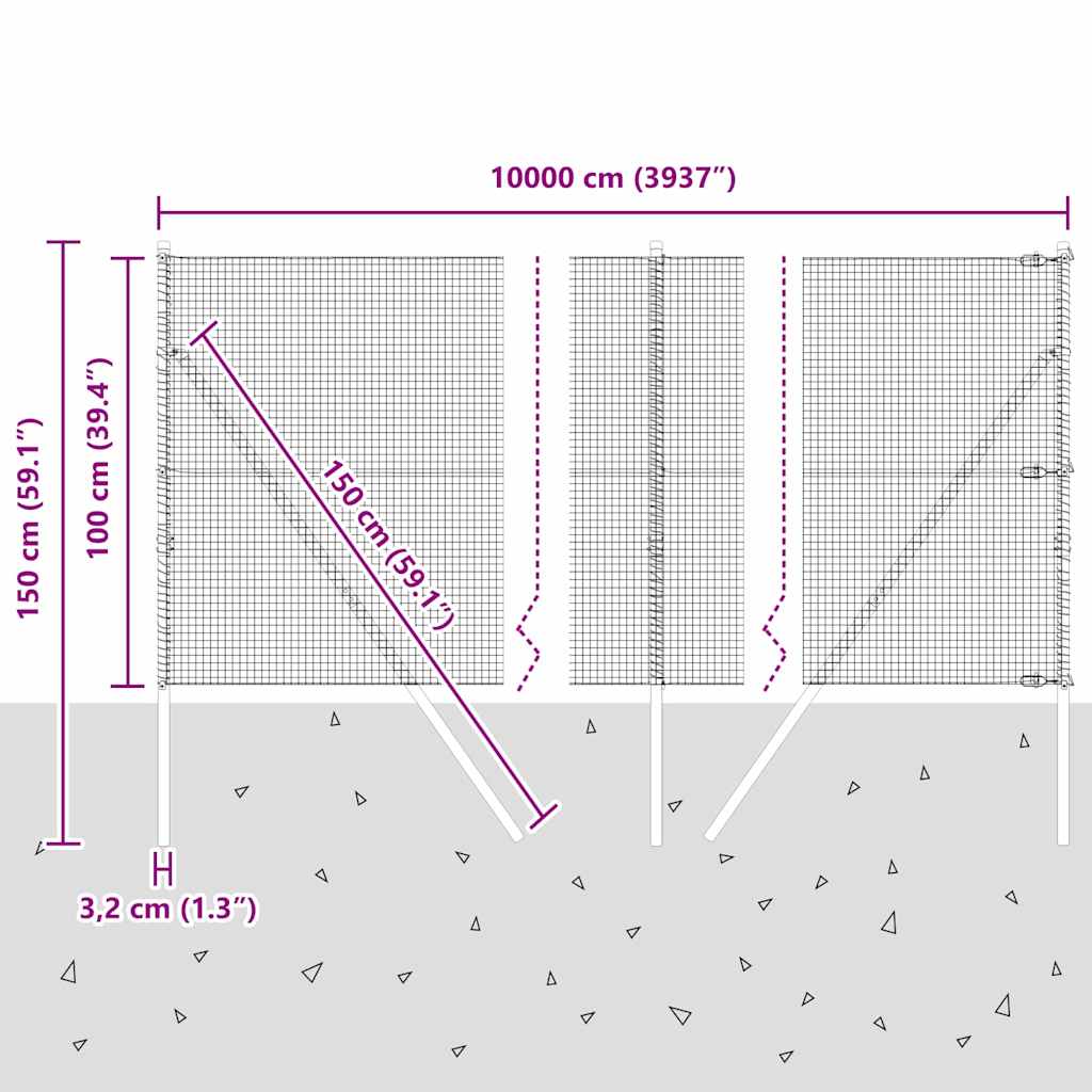 Temeljna zavarena žičana ograda 100 x 1 m Vruće pocinčani čelik