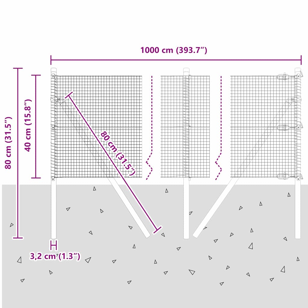 Temeljna zavarena žičana ograda 10 x 0,4 m Zelena Mreža