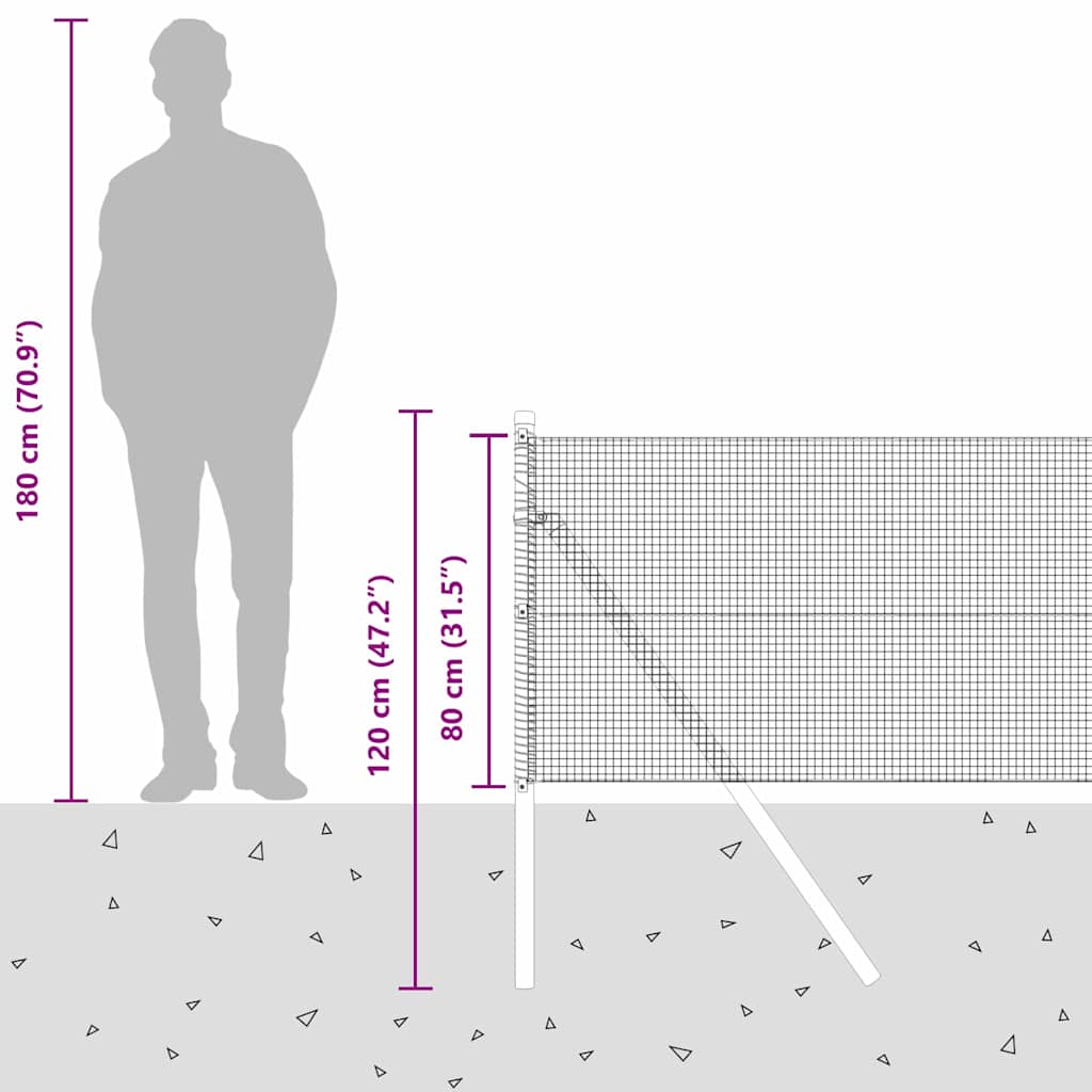 Temeljna zavarena žičana ograda 10 x 0,8 m (Š x V)