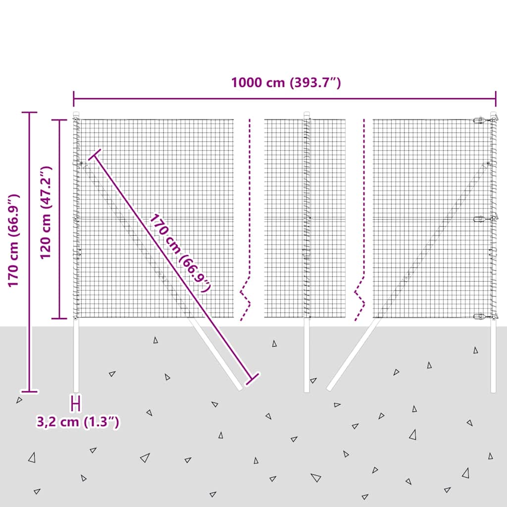 Temeljna zavarena žičana ograda 10 x 1,2 m Zelena Mreža