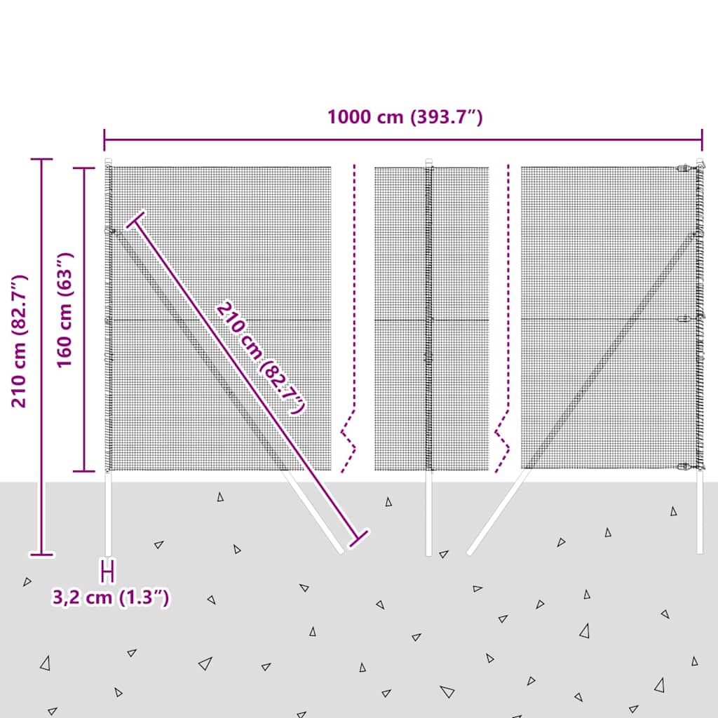 Temeljna zavarena žičana ograda 10 x 1,6 m Zelena Mreža