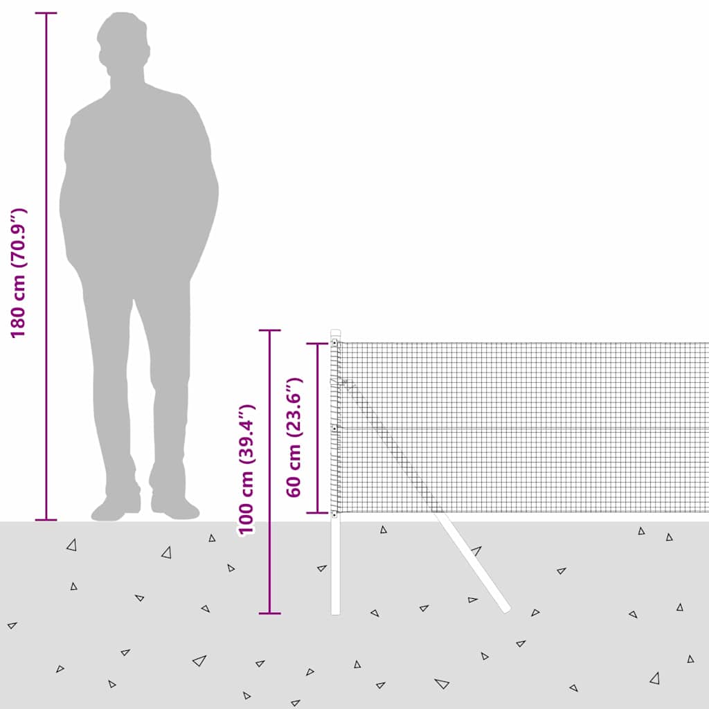 Temeljna zavarena žičana ograda 25 x 0,6 m Zelena Mreža