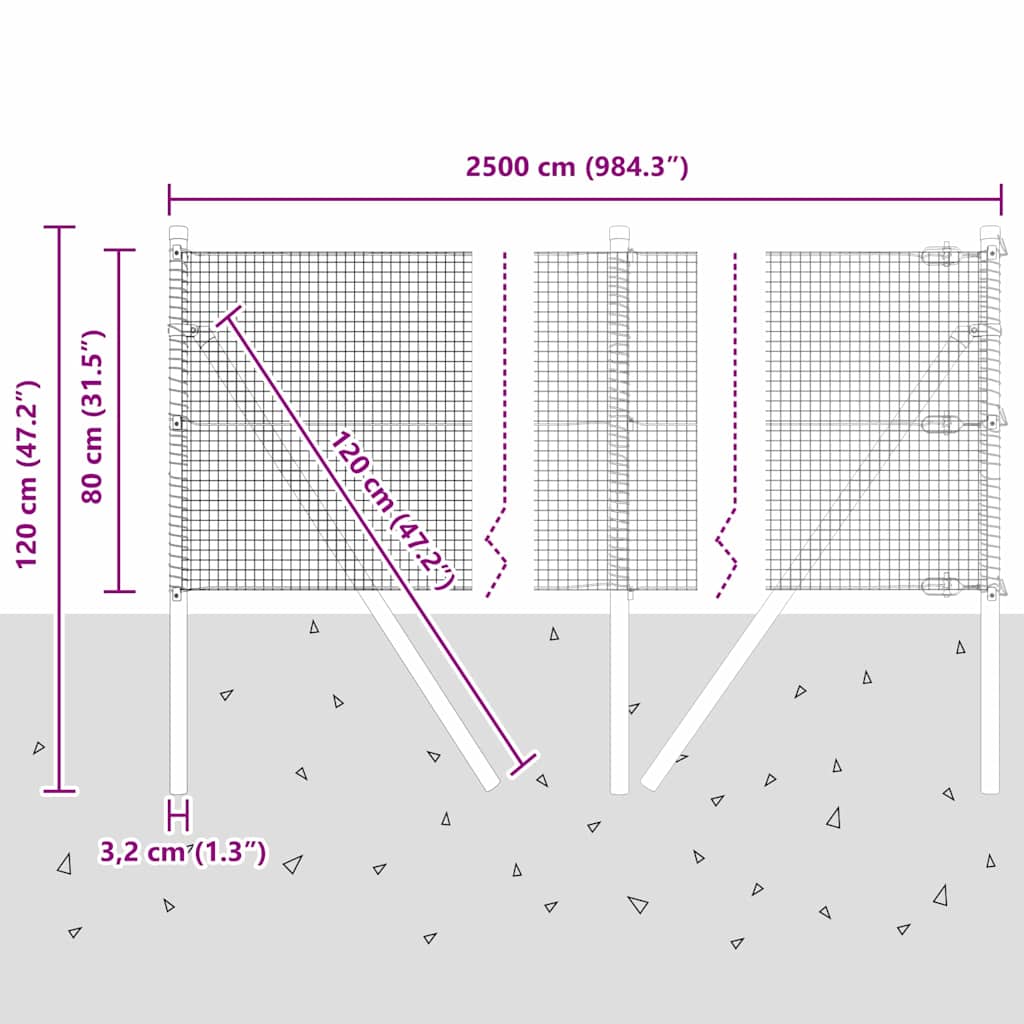 Temeljna zavarena žičana ograda 25 x 0,8 m Zelena Mreža