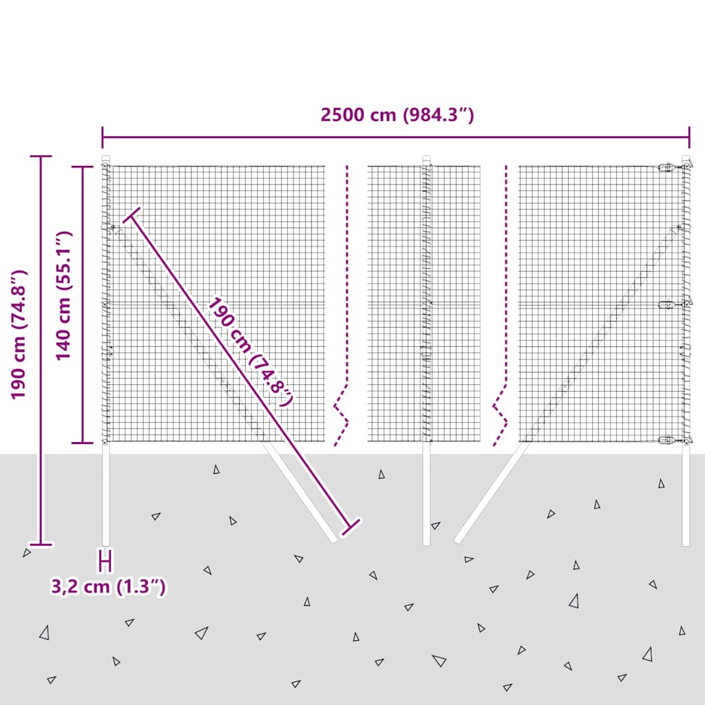 Temeljna zavarena žičana ograda 25 x 1,4 m Zelena Mreža