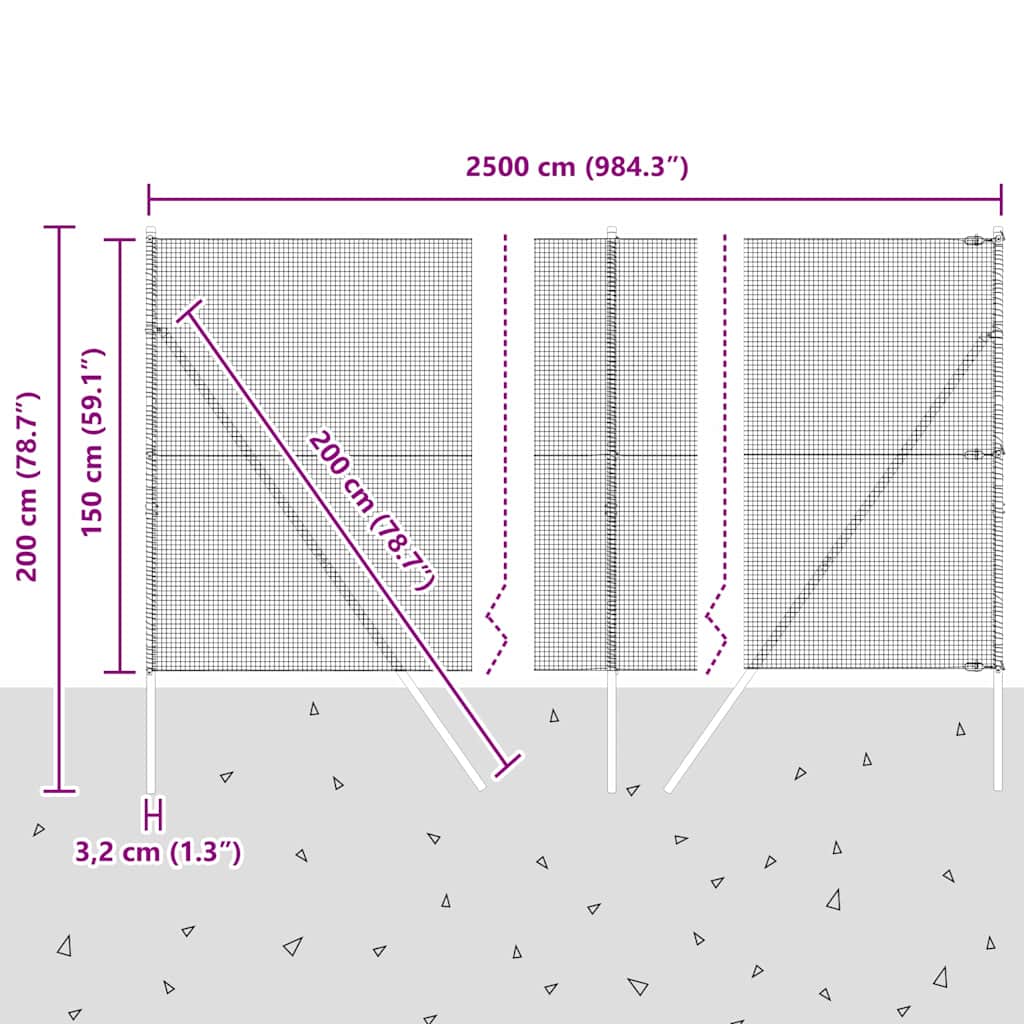 Temeljna zavarena žičana ograda 25 x 1,5 m Zelena Mreža