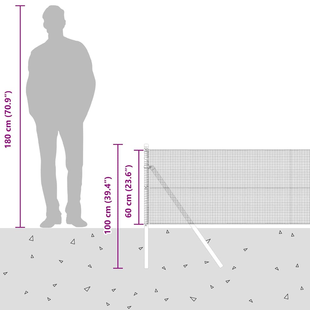 Temeljna zavarena žičana ograda 50 x 0,6 m Zelena Mreža