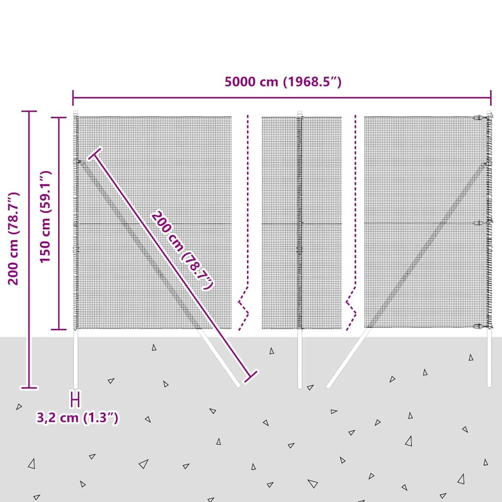 Temeljna zavarena žičana ograda 50 x 1,5 m Zelena Mreža