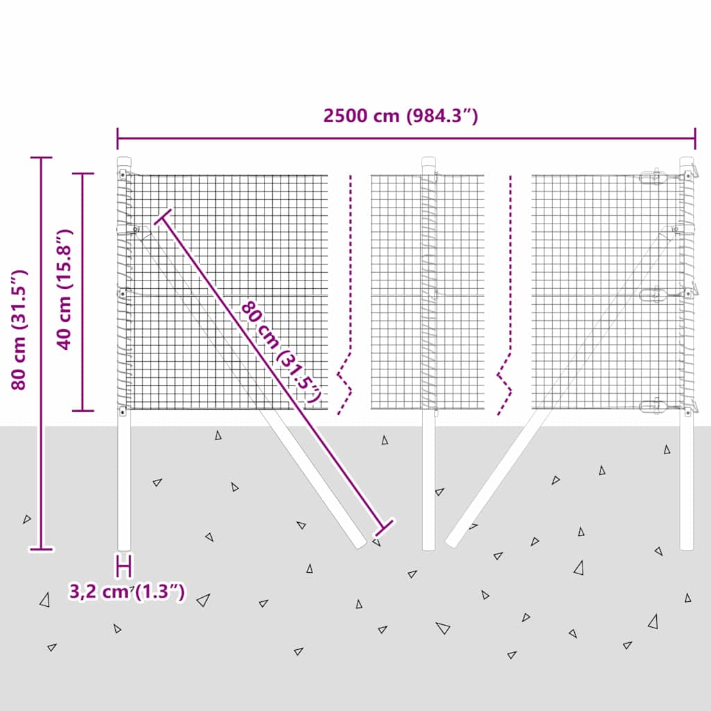 Temeljna zavarena žičana ograda 25 x 0,4 m (Š x V)