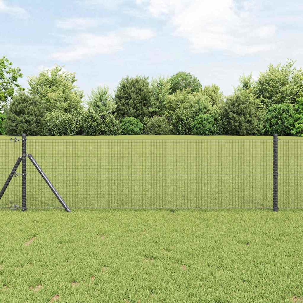 Temeljna zavarena žičana ograda 25 x 0,8 m Siva Mreža