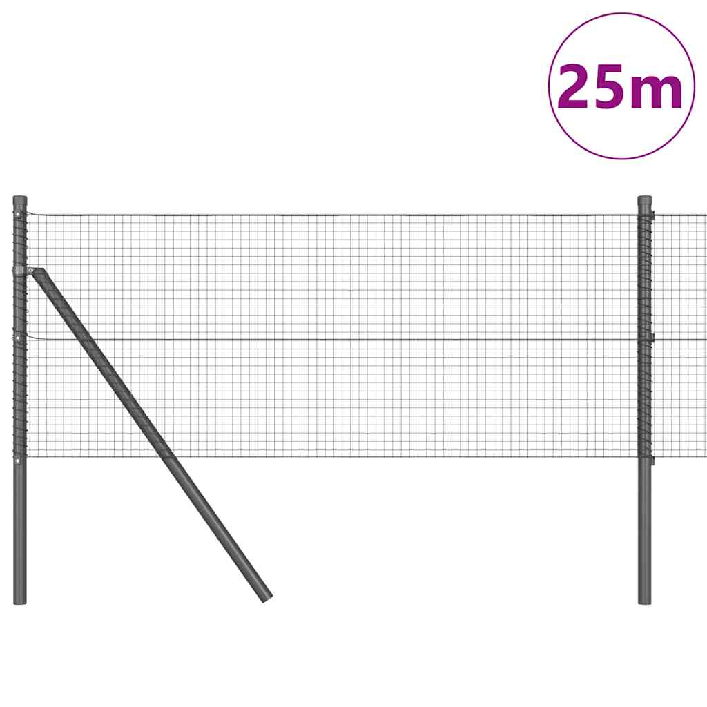 Temeljna zavarena žičana ograda 25 x 0,8 m Siva Mreža