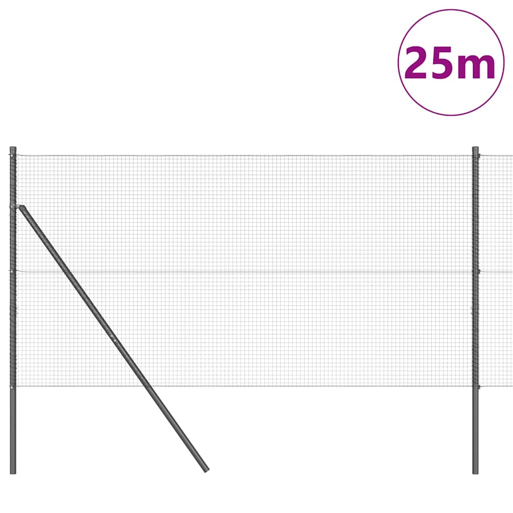 Temeljna zavarena žičana ograda 25 x 1,2 m Siva Mreža