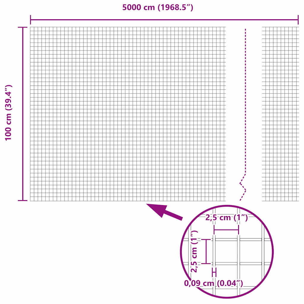 Temeljna zavarena žičana ograda 50 x 1 m Čelik premazan PVC-om