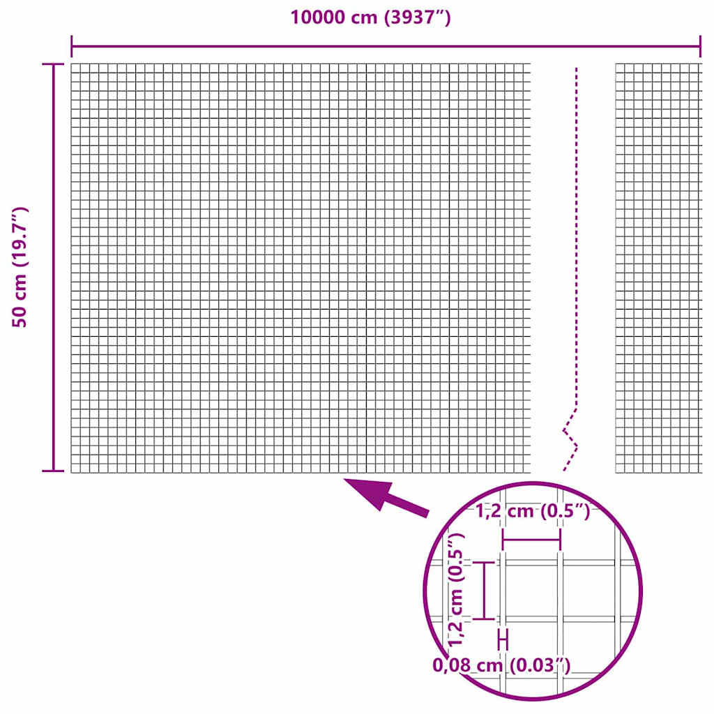 Temeljna zavarena žičana ograda 100 x 0,5 m (Š x V)