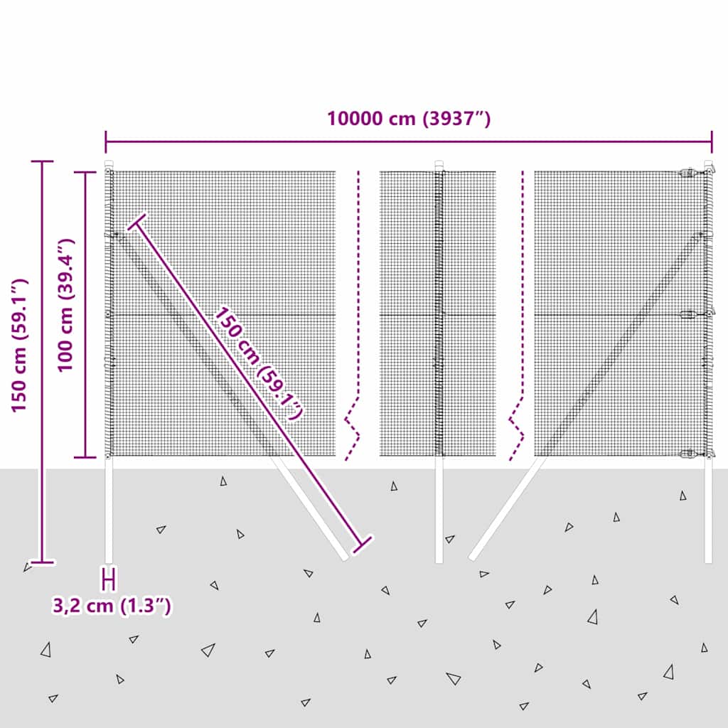 Temeljna zavarena žičana ograda 100 x 1 m (Š x V)