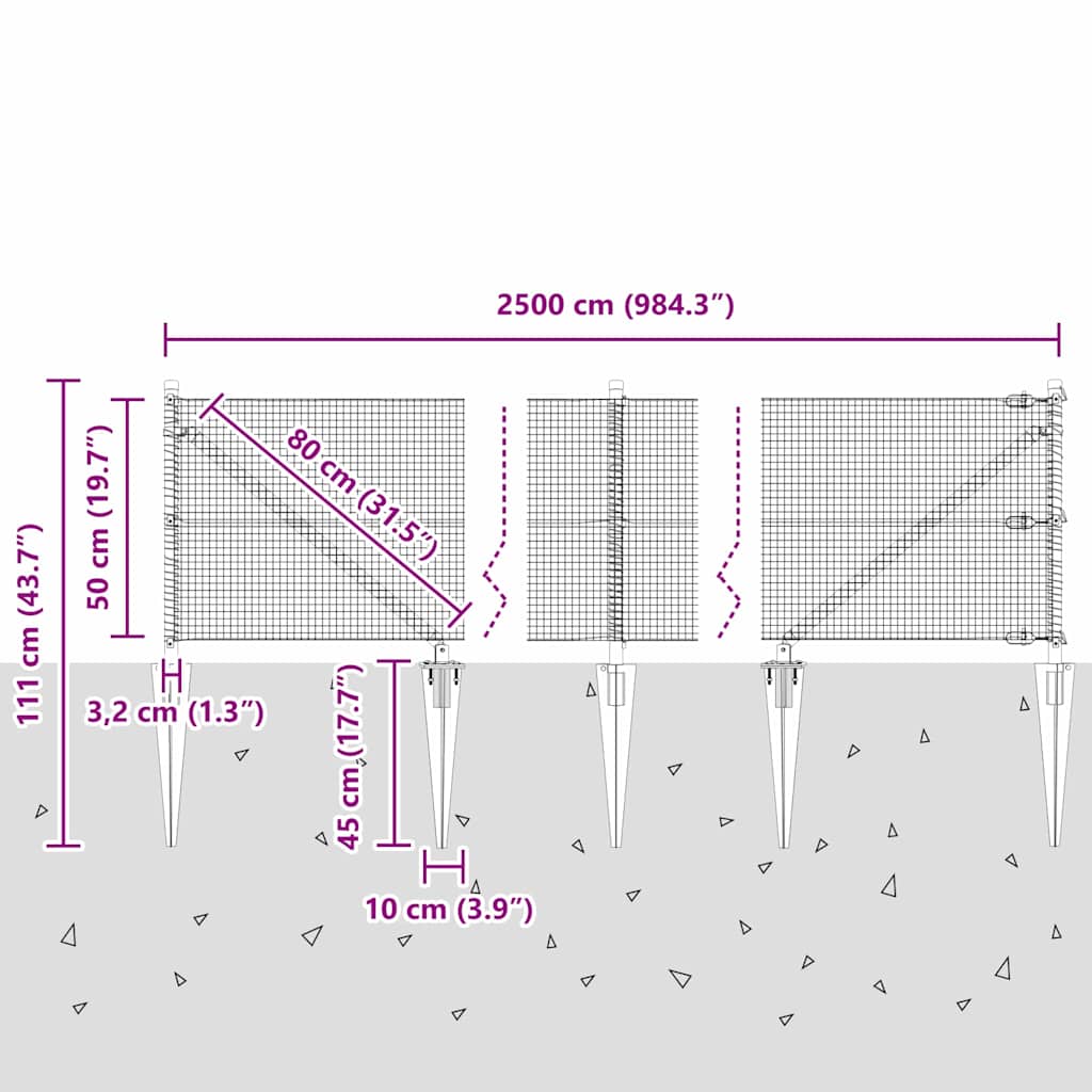 Zavareno žičano ograđivanje s bodljama 25 x 0,5 m (Š x V)