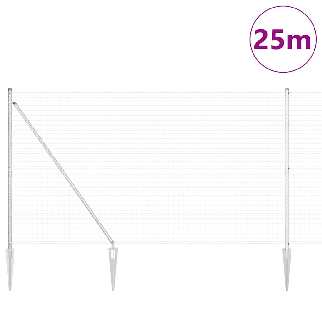 Zavareno žičano ograđivanje s bodljama 25 x 1,6 m Srebrna Mreža