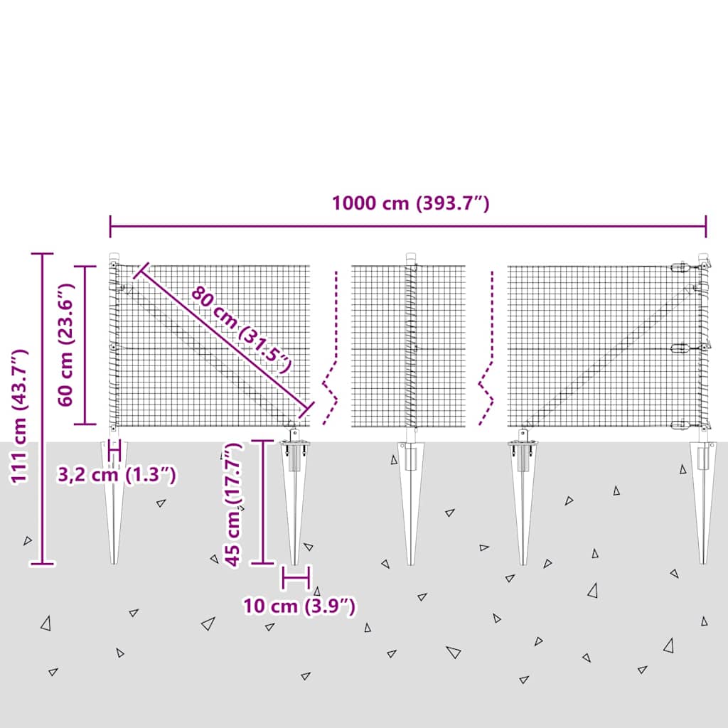 Zavareno žičano ograđivanje s bodljama 10 x 0,6 m Zelena Mreža