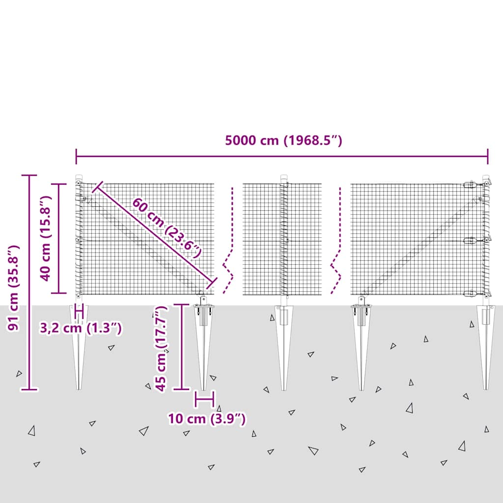 Zavareno žičano ograđivanje s bodljama 50 x 0,4 m Zelena Mreža
