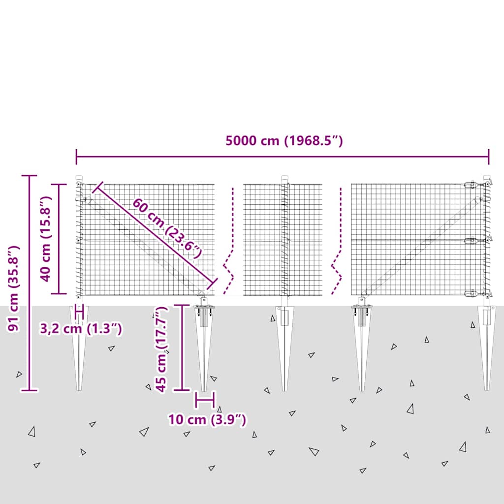 Zavareno žičano ograđivanje s bodljama 50 x 0,4 m Zelena Mreža