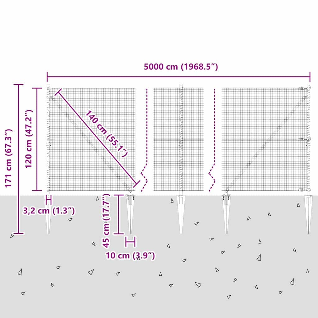 Zavareno žičano ograđivanje s bodljama 50 x 1,2 m Zelena Mreža