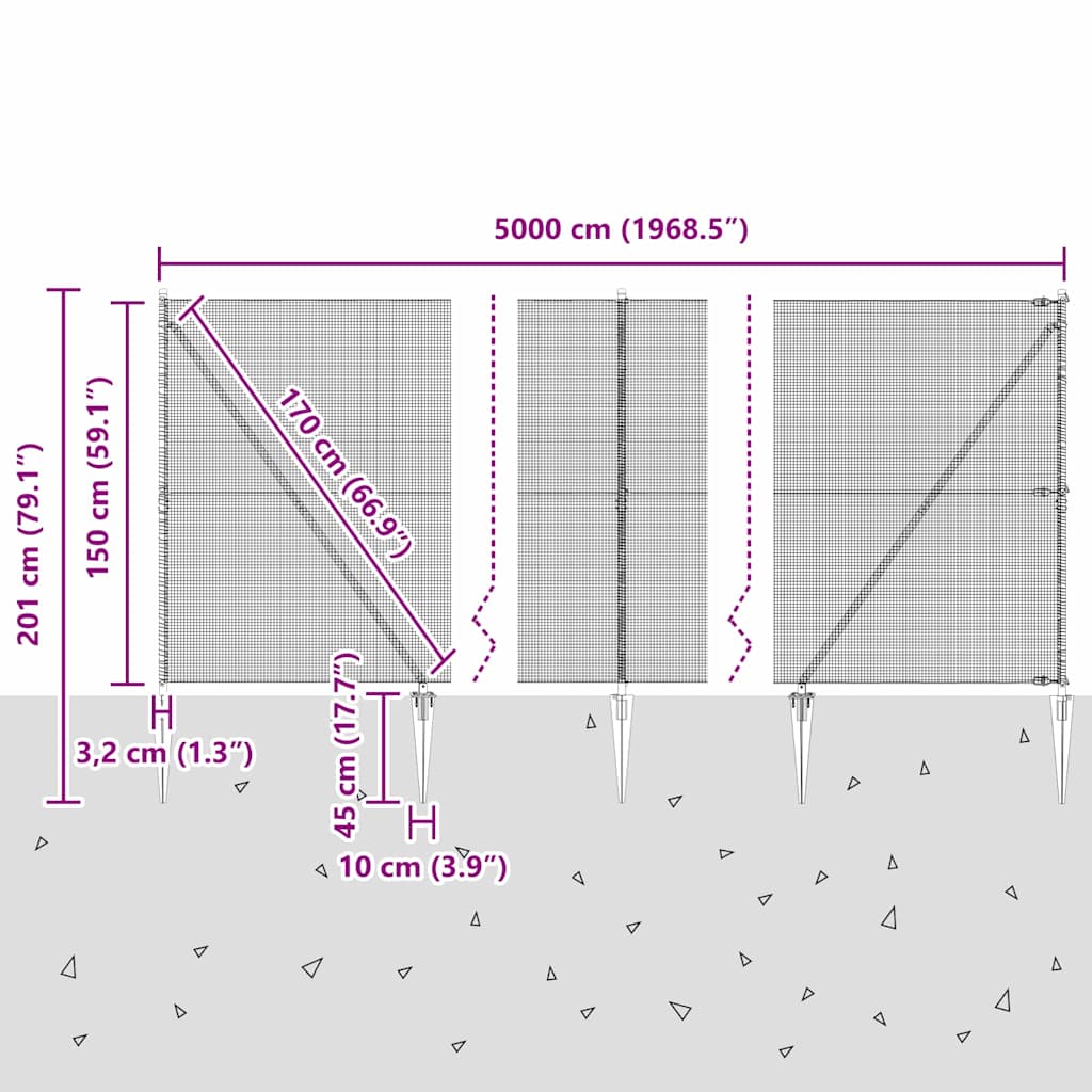 Zavareno žičano ograđivanje s bodljama 50 x 1,5 m Zelena Mreža