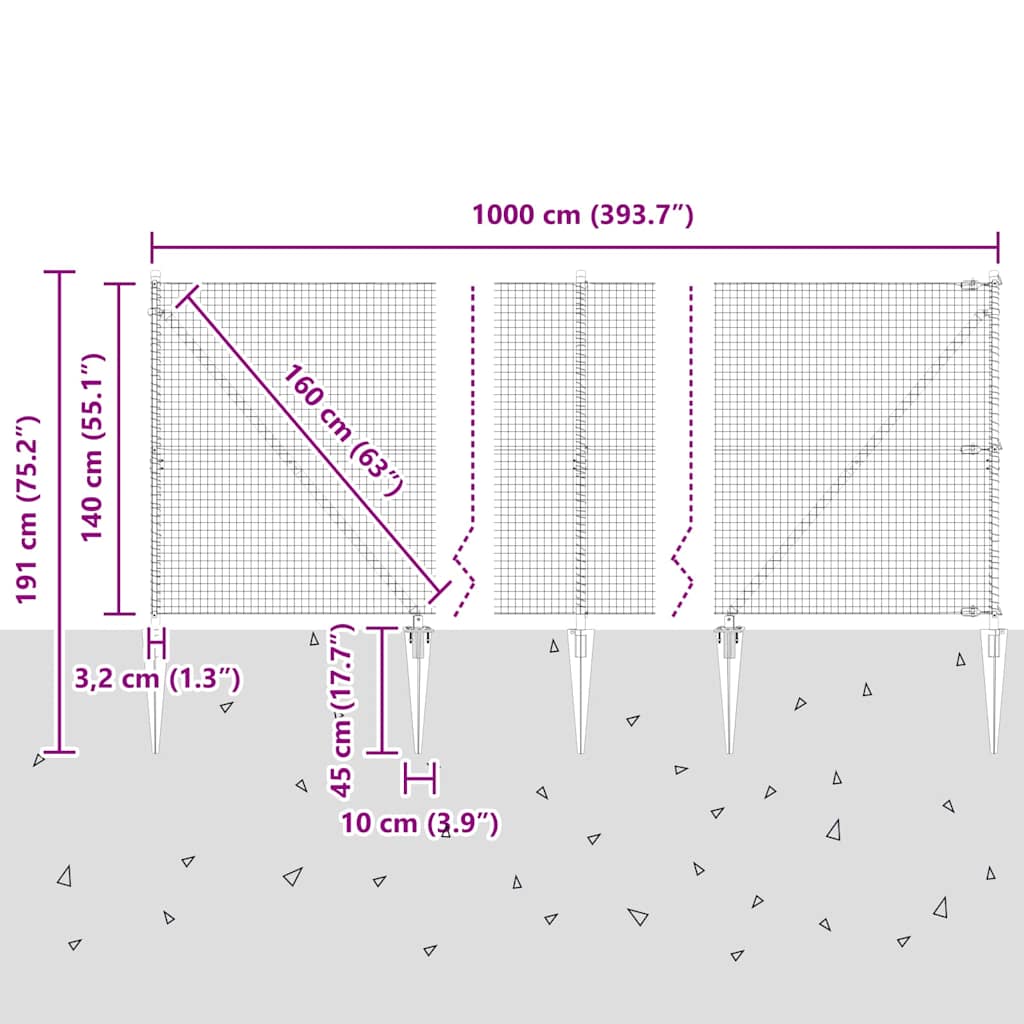 Zavareno žičano ograđivanje s bodljama 10 x 1,4 m Siva Mreža
