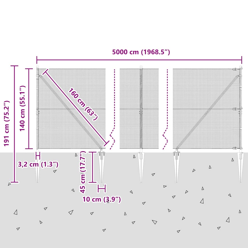 Zavareno žičano ograđivanje s bodljama 50 x 1,4 m (Š x V)