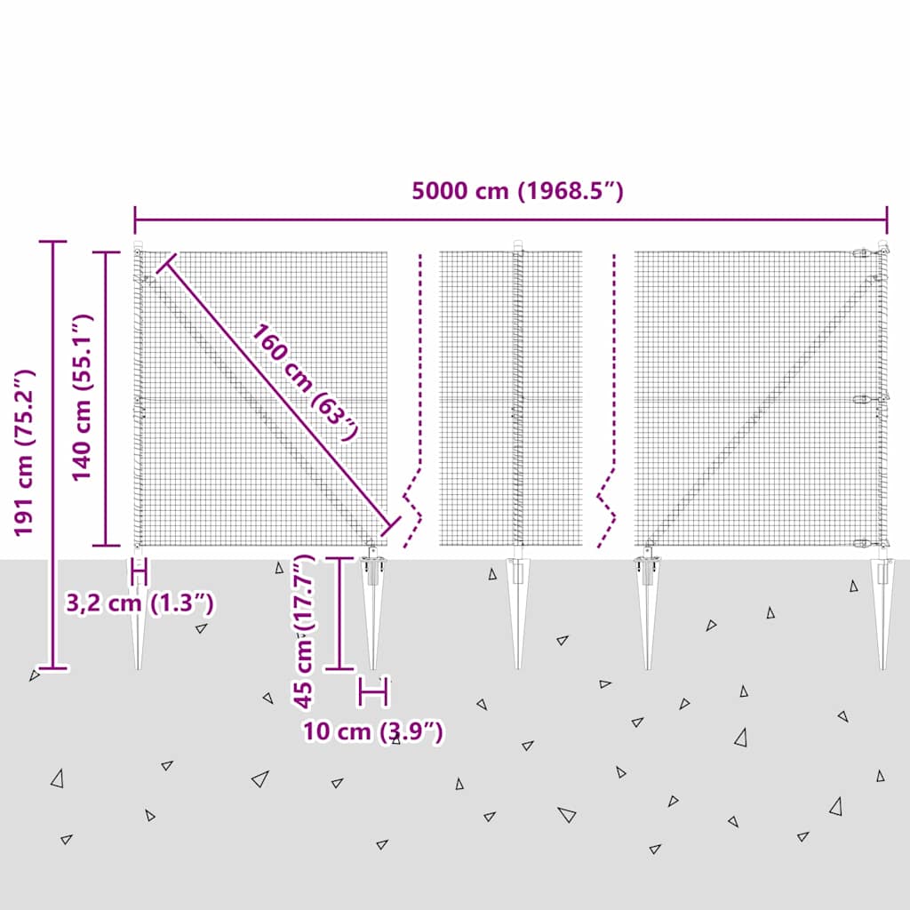 Zavareno žičano ograđivanje s bodljama 50 x 1,4 m Siva Mreža