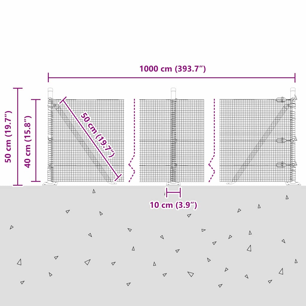 Zavareno žičano ogradno mreža s betonskom podlogom 10 x 0,4 m