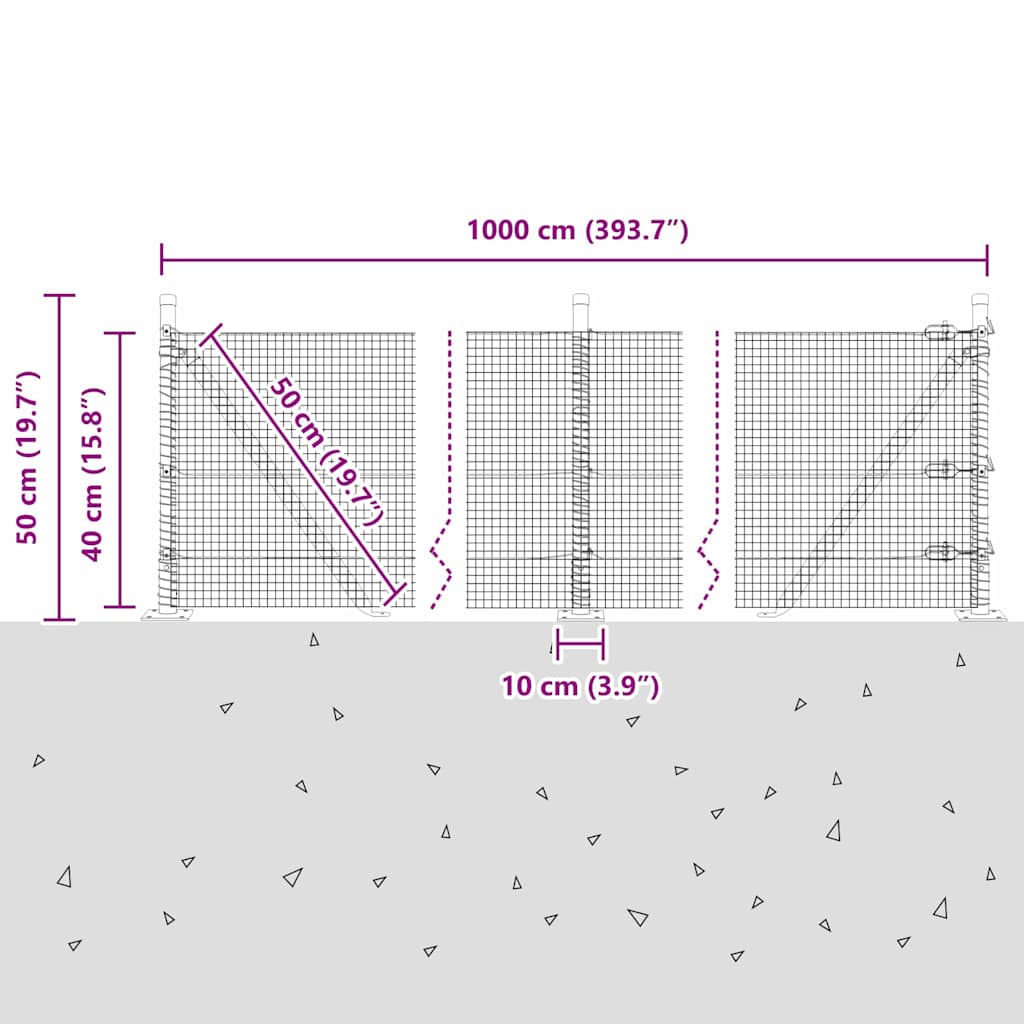 Zavareno žičano ogradno mreža s betonskom podlogom 10 x 0,4 m