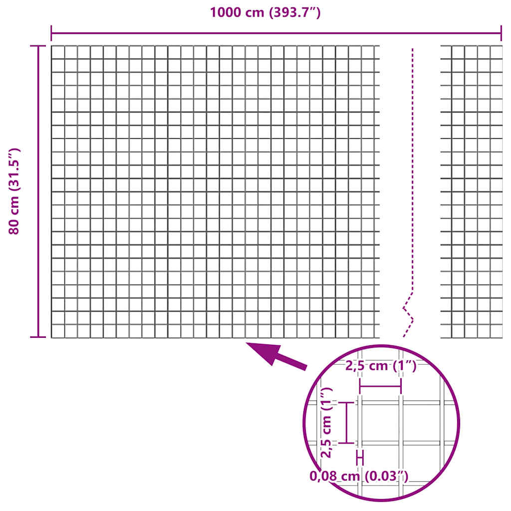 Zavareno žičano ogradno mreža s betonskom podlogom 10 x 0,8 m