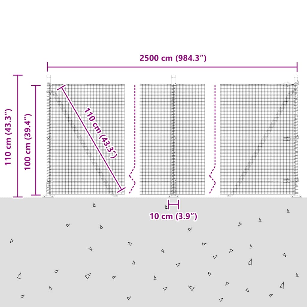 Zavareno žičano ogradno mreža s betonskom podlogom 25 x 1 m