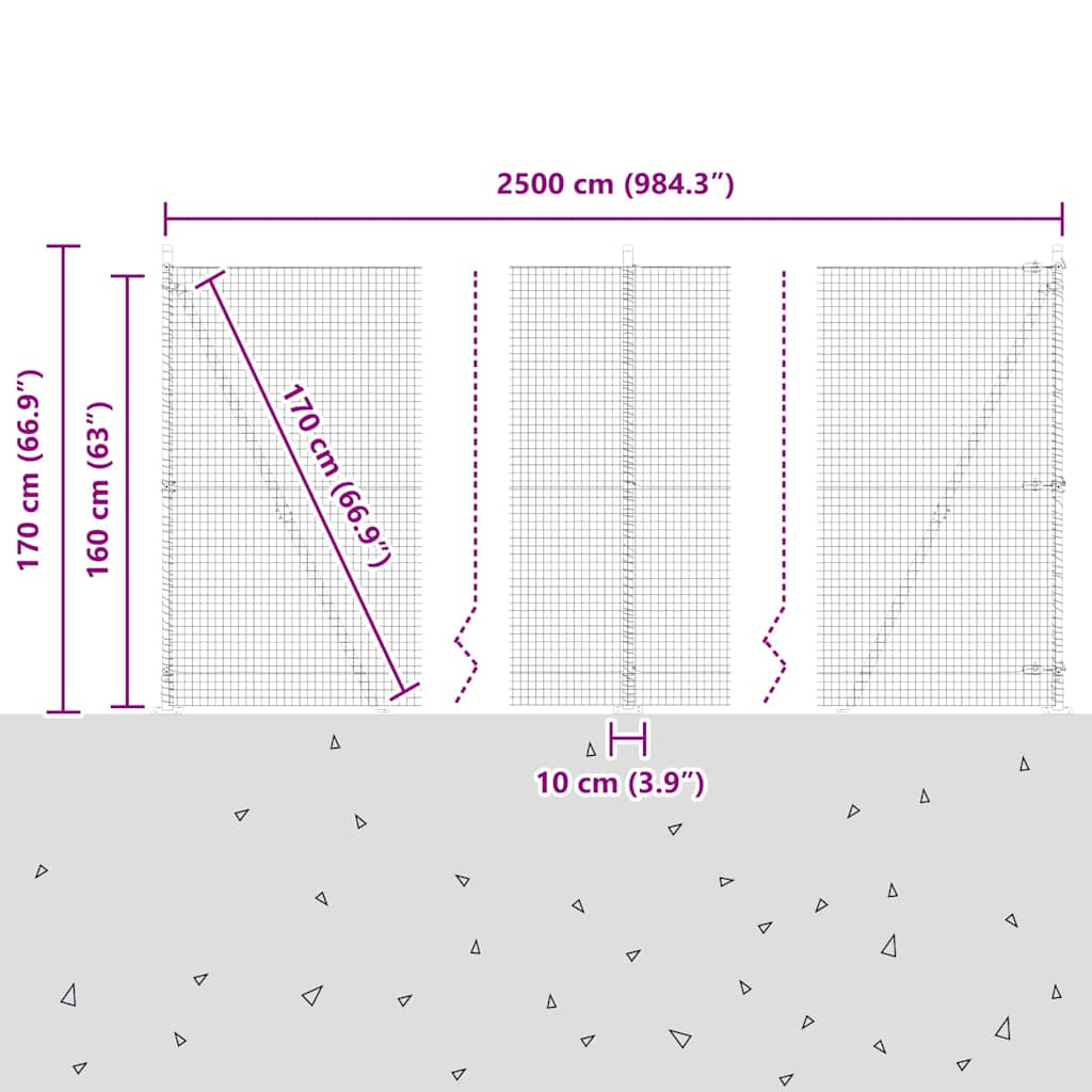 Zavareno žičano ogradno mreža s betonskom podlogom 25 x 1,6 m