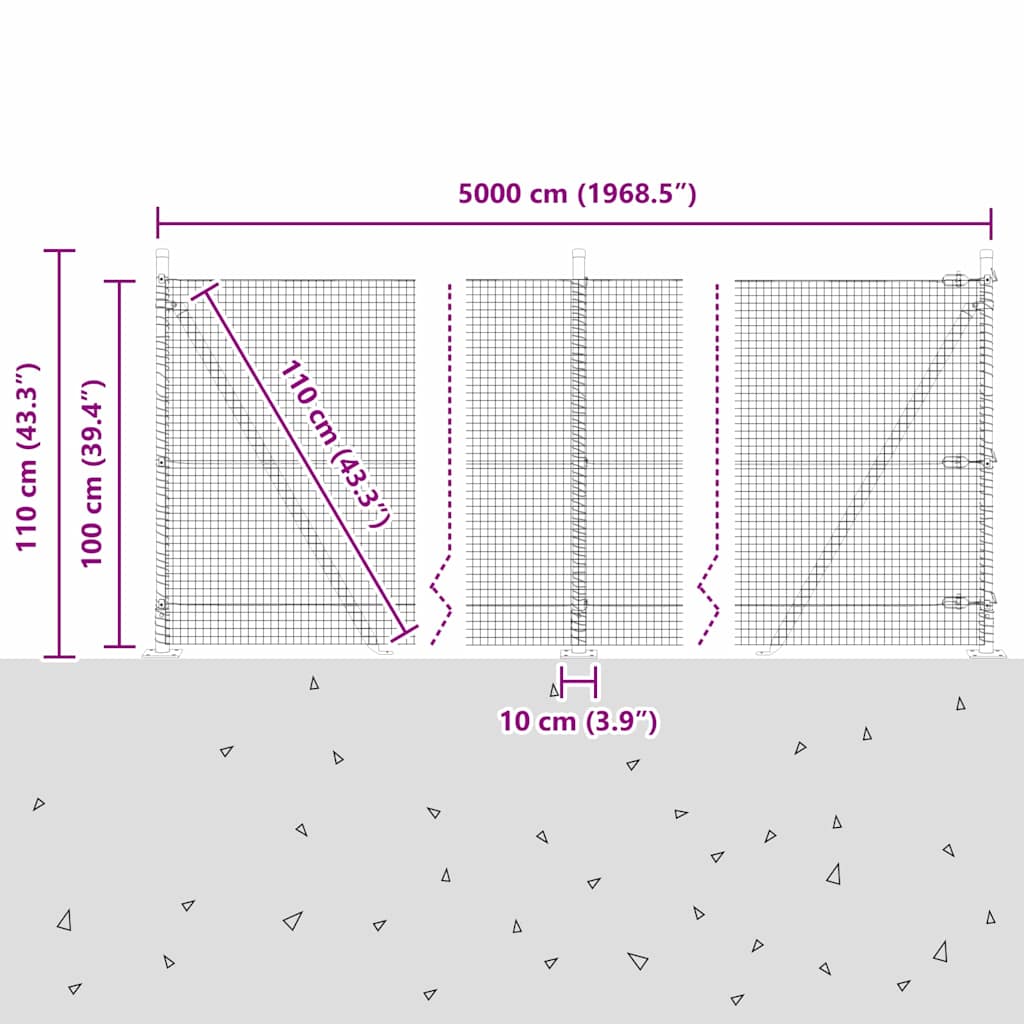 Zavareno žičano ogradno mreža s betonskom podlogom 50 x 1 m