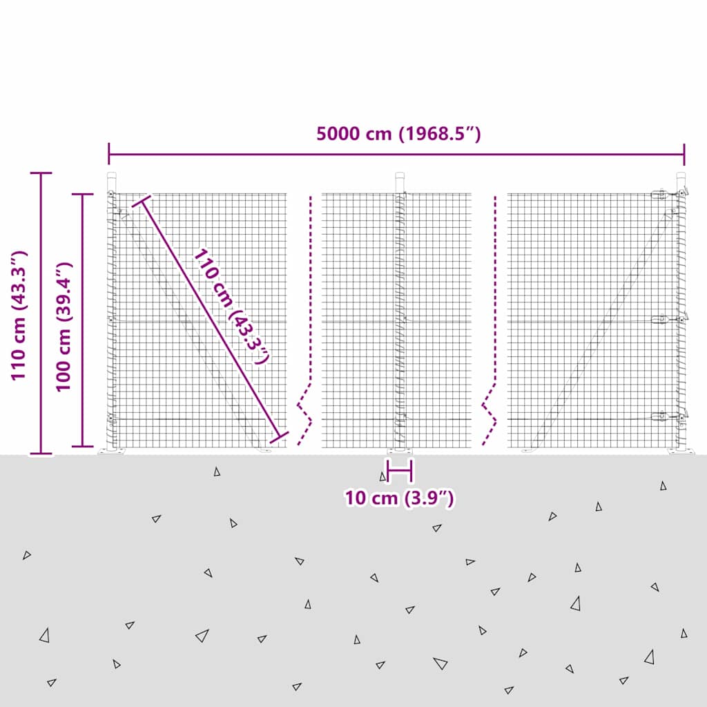 Zavareno žičano ogradno mreža s betonskom podlogom 50 x 1 m